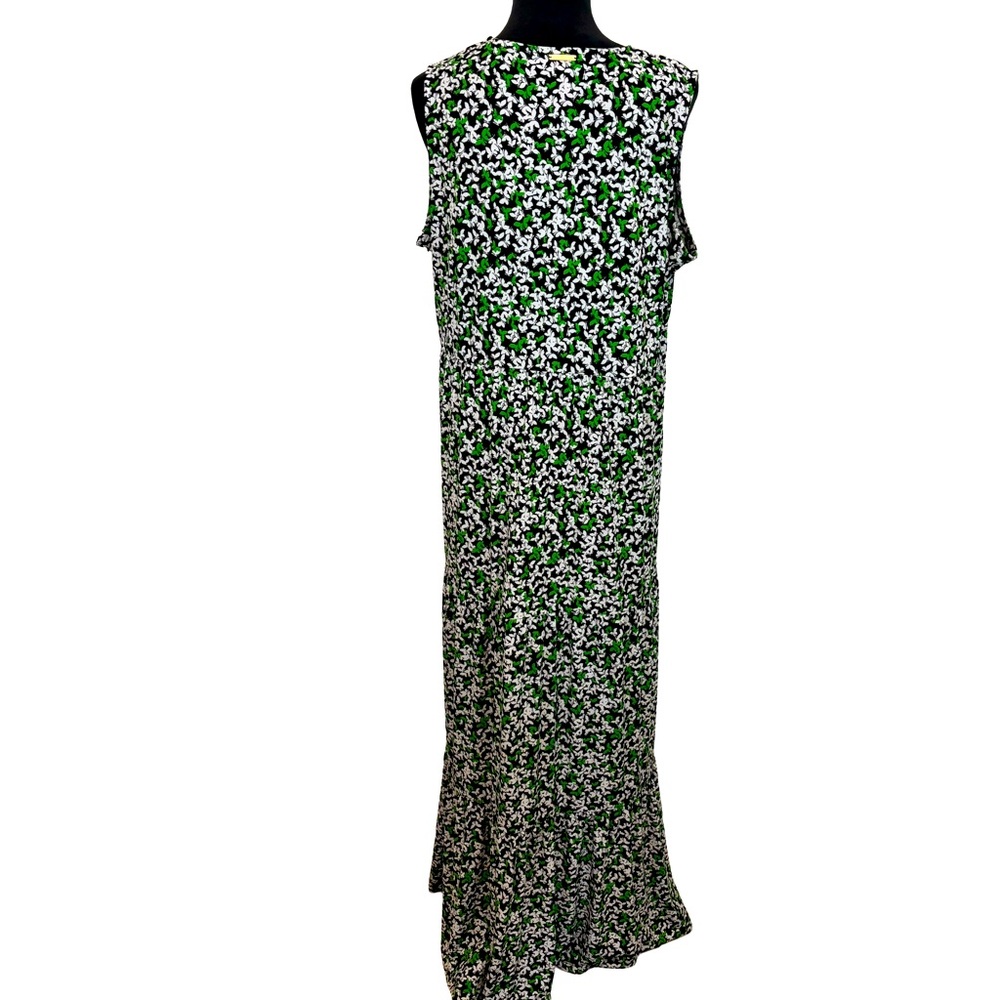 Michael Kors Sleeveless Green Floral Print Maxi Dress Sz XXL V-Neck Grommets - Picture 6 of 9